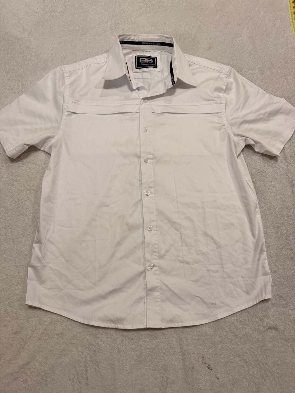 Benjamin Black Men's White Short Sleeve Button Down Shirt Size L